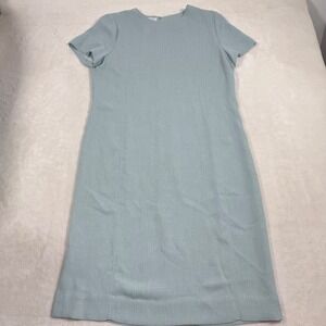 Henry Lee Vintage Blue Sheath Dress Short Sleeve Crepe Midi 67-001146 A Mens 16